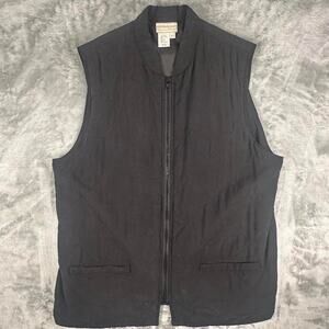 Vintage Coldwater Creek Black Quilted Full-zip Sweater Vest Size Large